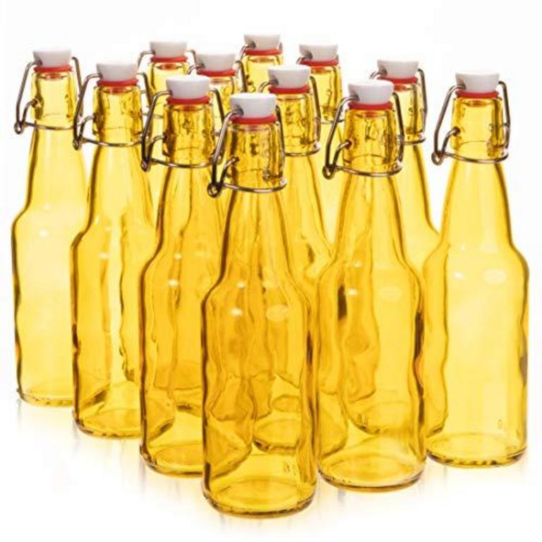 10 11-OZ YELLOW GLASS BOTTLES