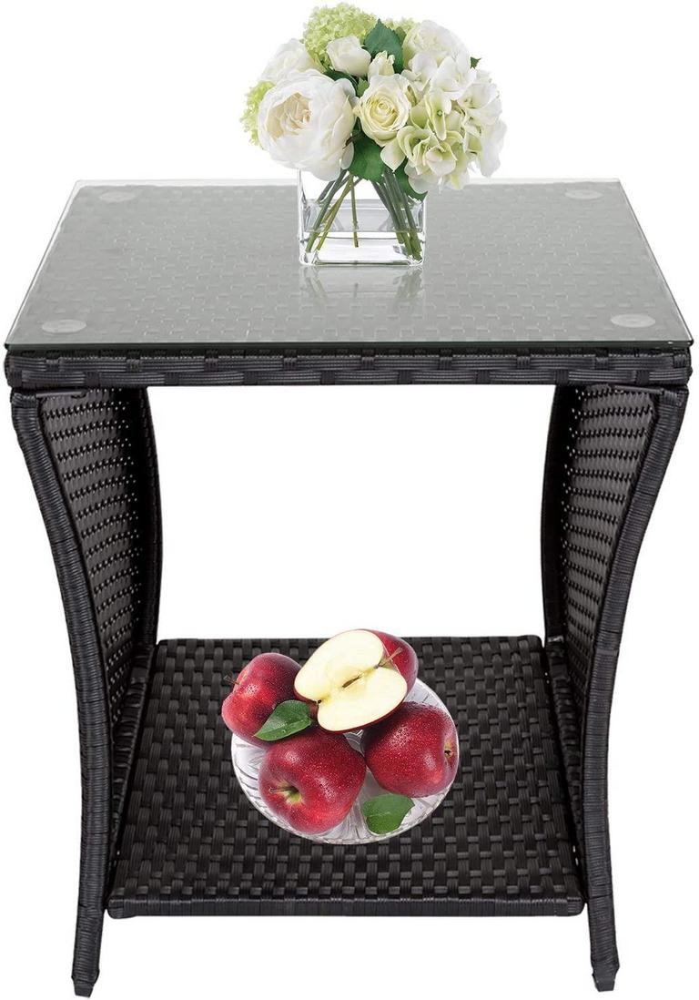WICKER PATIO SIDE TABLE