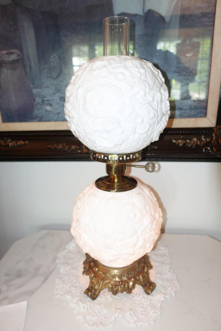 Antique fenton best sale table lamps