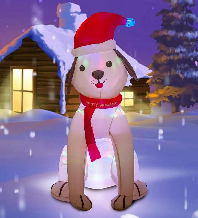 4FT XMAS PUPPY INFLATABLE