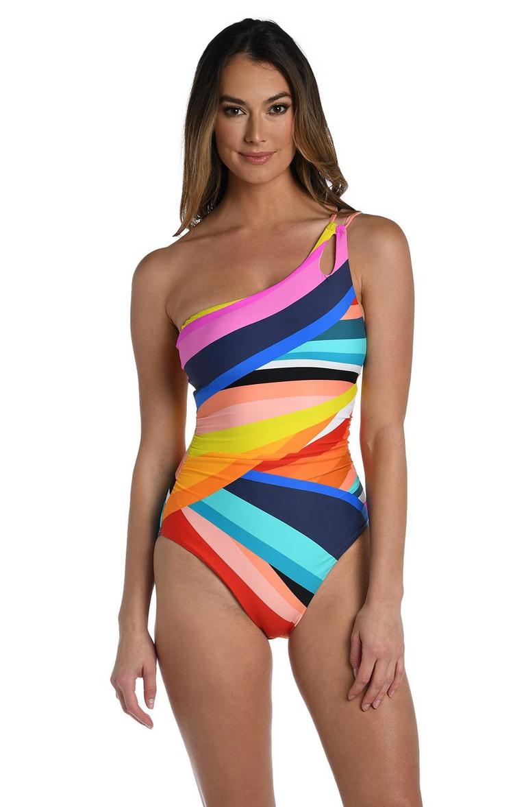 LA BLANCA ONE SHOULDER SWIMSUIT