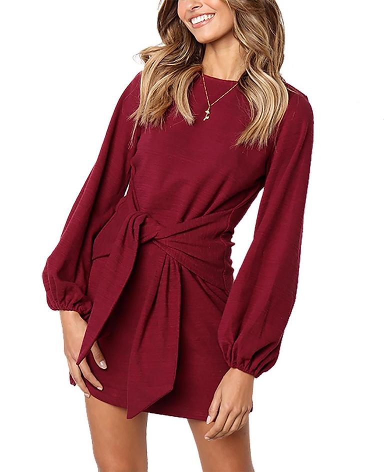 PRETTYGARDEN WINE RED DRESS