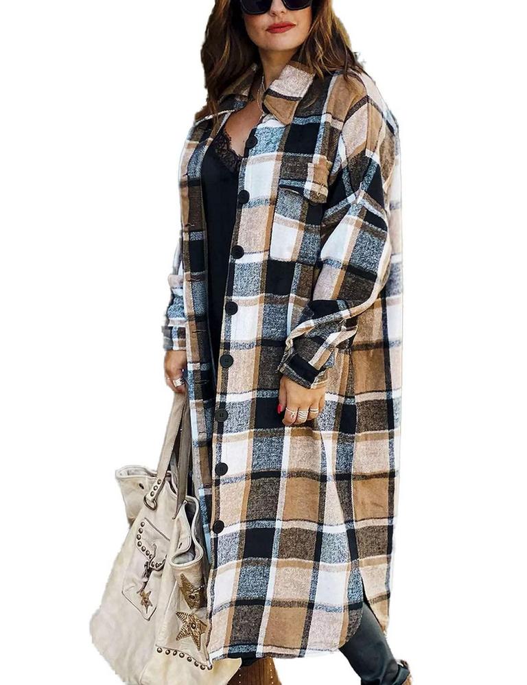 OMOONE PLAID SHACKET XL