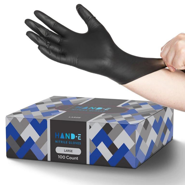 100 LARGE BLACK NITRILE GLOVES