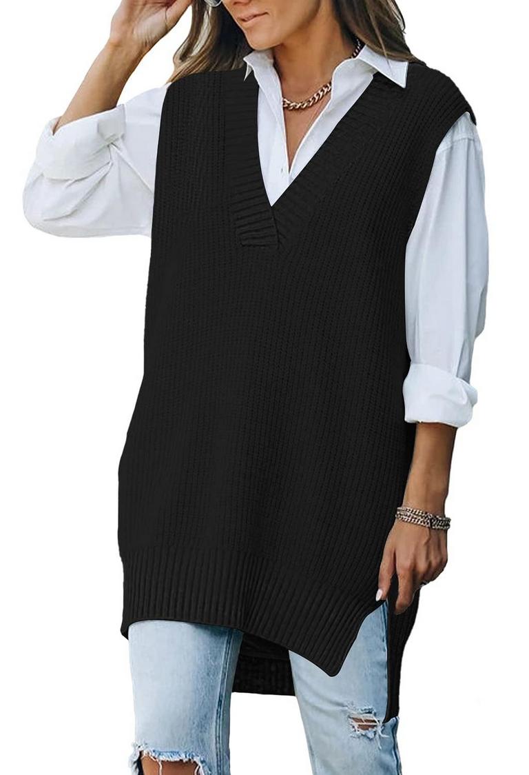 VNECK KNIT SWEATER VEST L