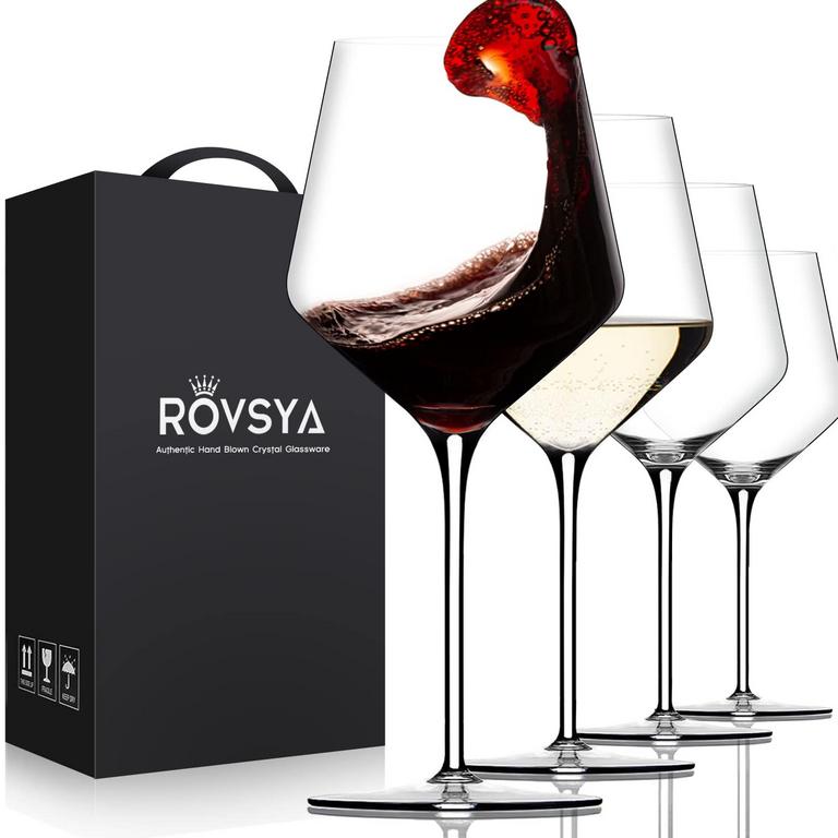 4 AOOE CRYSTAL WINE GLASSES