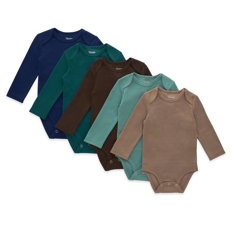 HANES 5PK BODYSUIT 0-6M