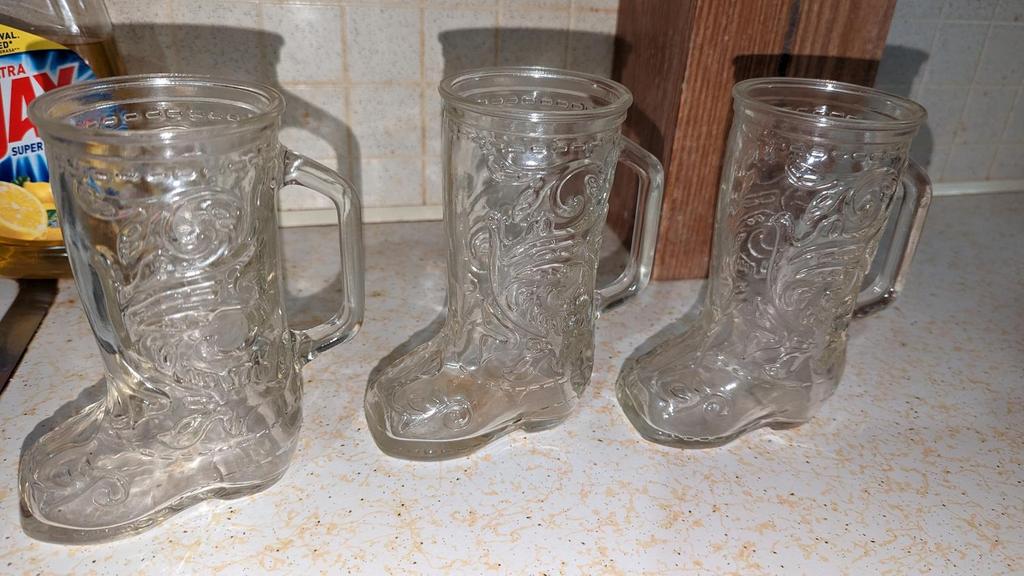 Auction Ohio Glass boot mugs