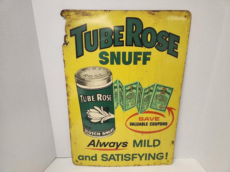 Auction Ohio Tube Rose Snuff Metal Sign