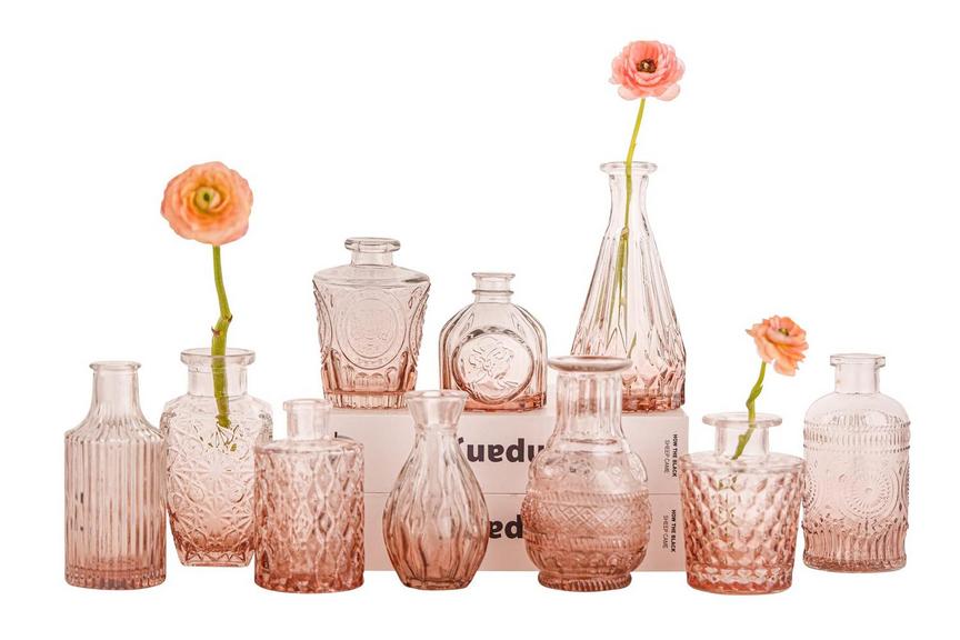 AMBER GLASS BUD VASES