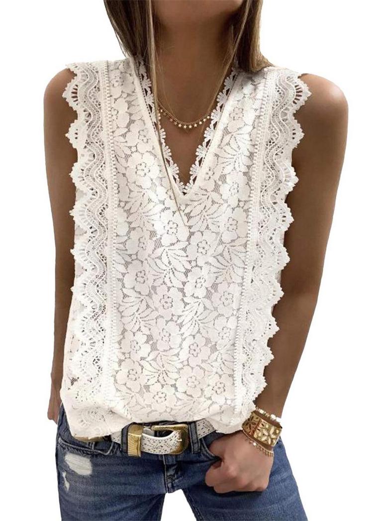 LACE V NECK TUNIC XL
