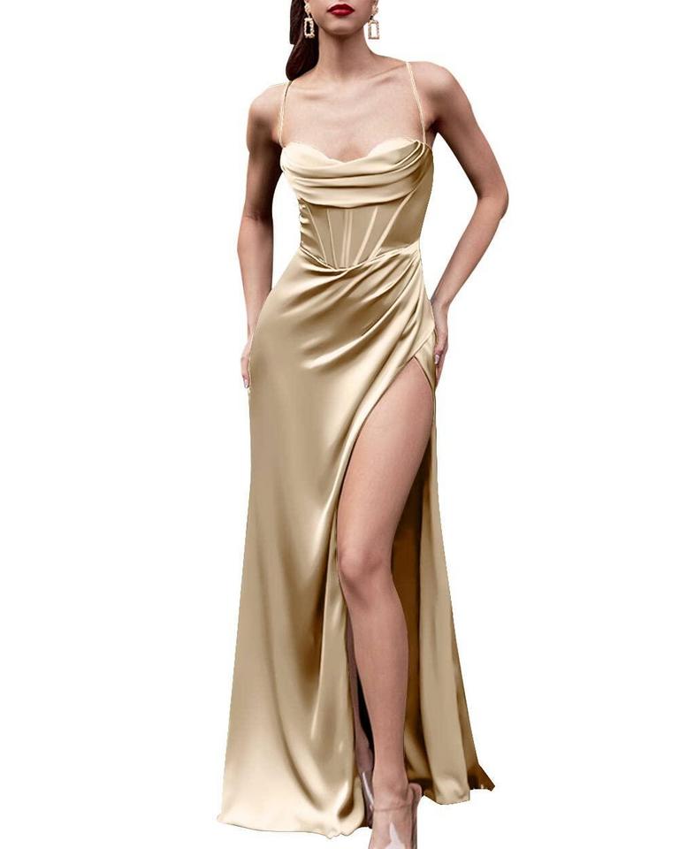 M SATIN PROM DRESS