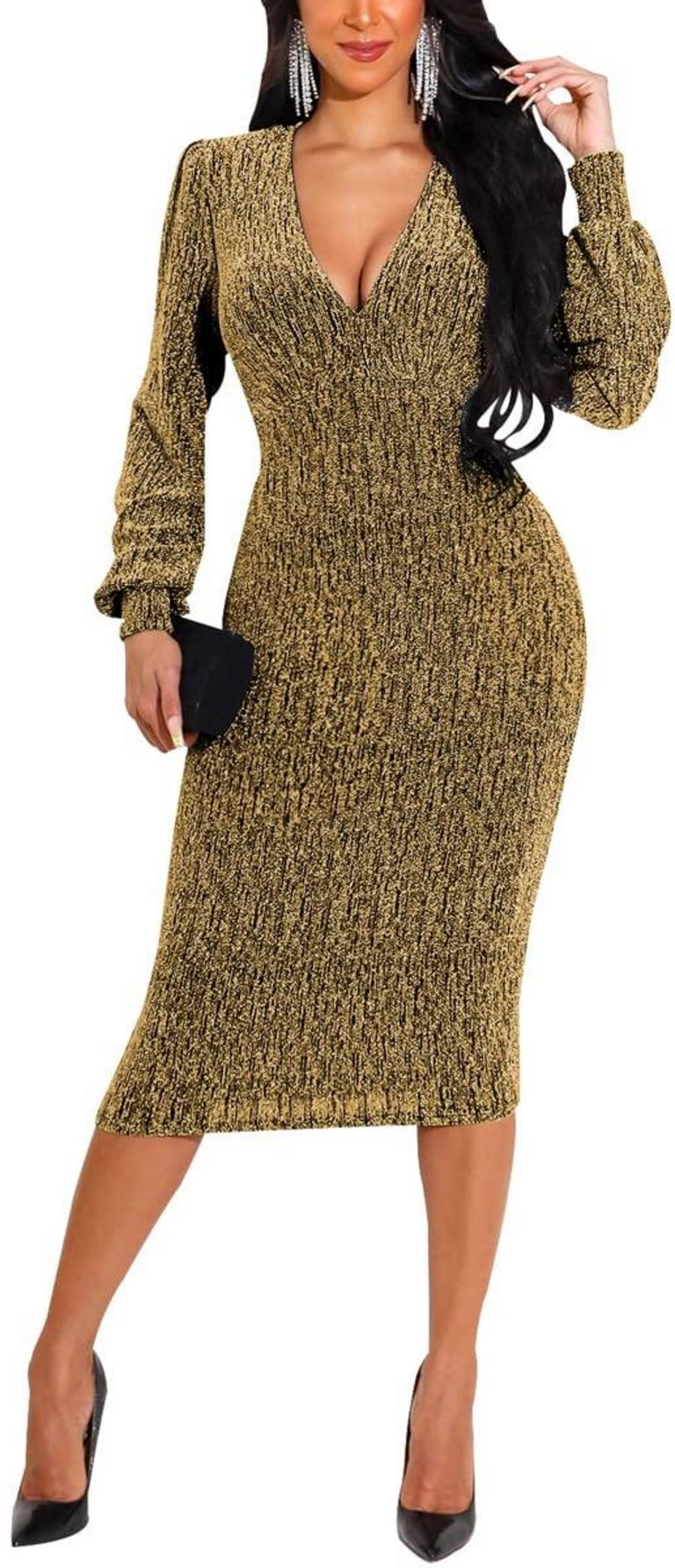 HUGENICE SPARKLY DRESS