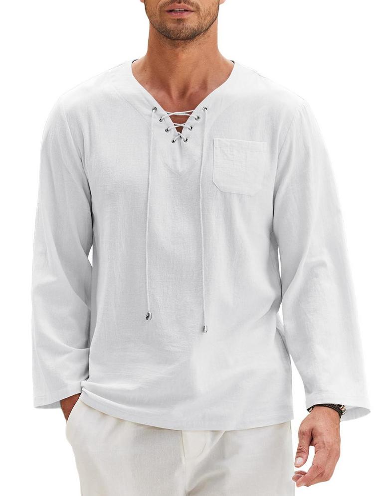 COOFANDY XXL WHITE LINEN TEE