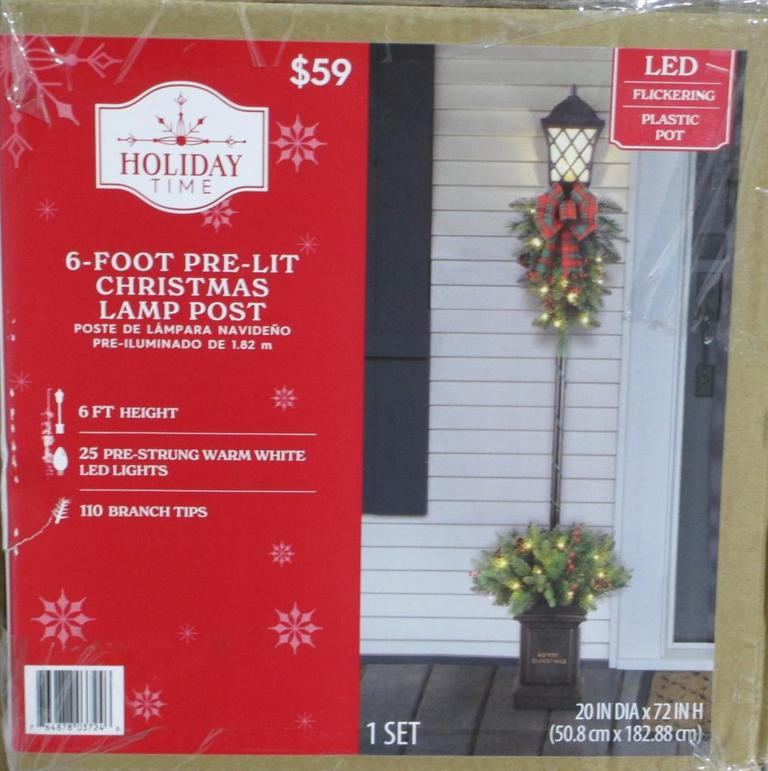 Auction Ohio *NEW* 6' PreLit Christmas Lamp Post Warm White LED Lights