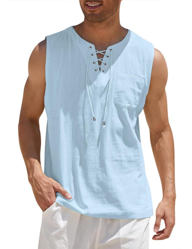 COOFANDY LINEN TANK TOP S