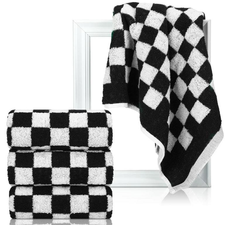 4 CHECKERED HAND TOWELS