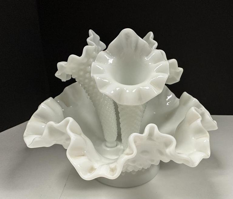 Auction Ohio Fenton Hobnail Epergne White