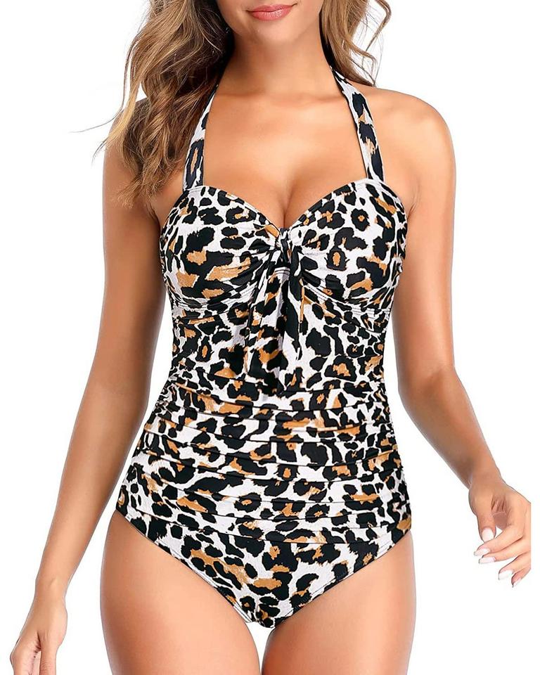 M HALTER SWIMSUIT LEOPARD