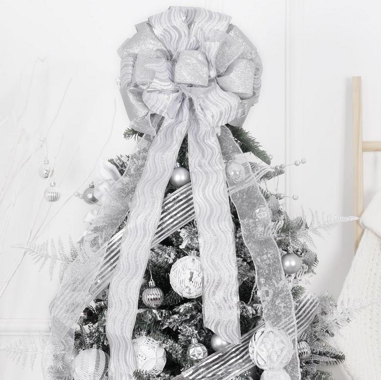 SILVER TREE TOPPER BOW