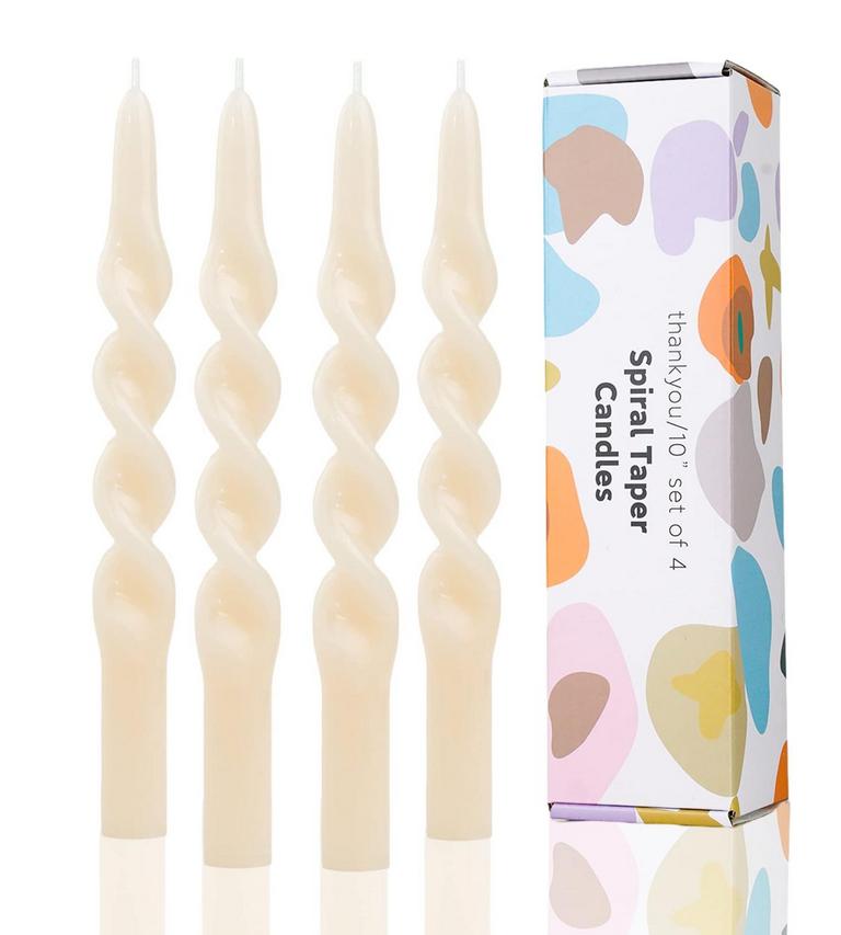 4 LPUSA IVORY SPIRAL CANDLES