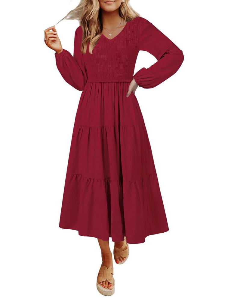 MEROKEETY V-NECK DRESS M