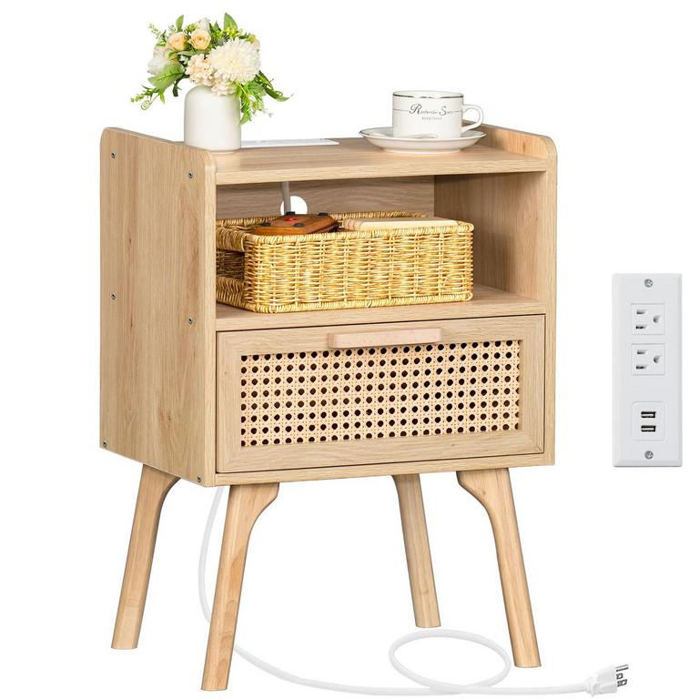 RATTAN CHARGING NIGHTSTAND