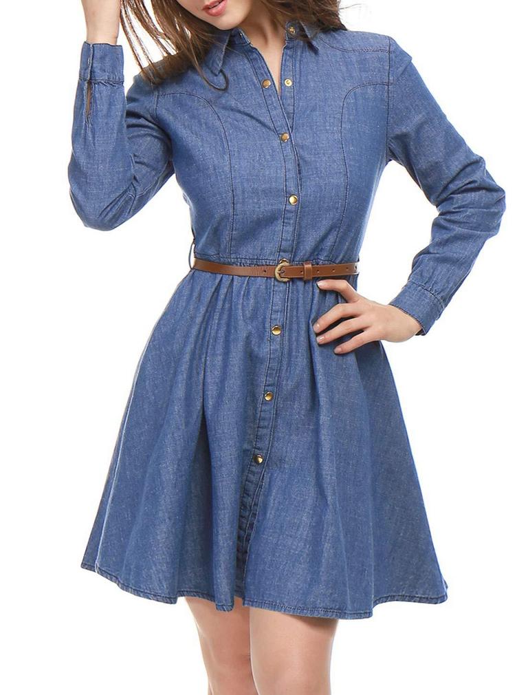 ALLEGRA K DENIM DRESS S