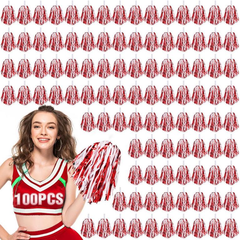 100PCS METALLIC CHEER POM POMS