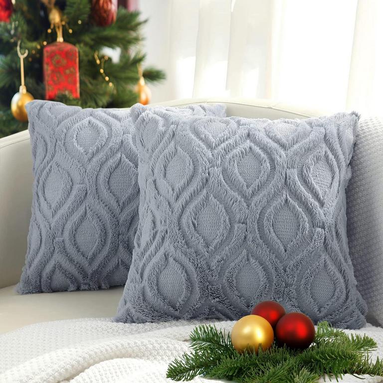 2 FAUX WOOL PILLOW COVERS