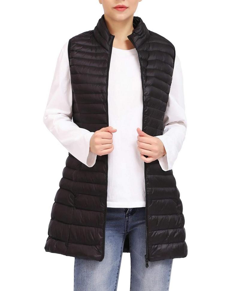 ELFJOY BLACK LONG PUFFER VEST