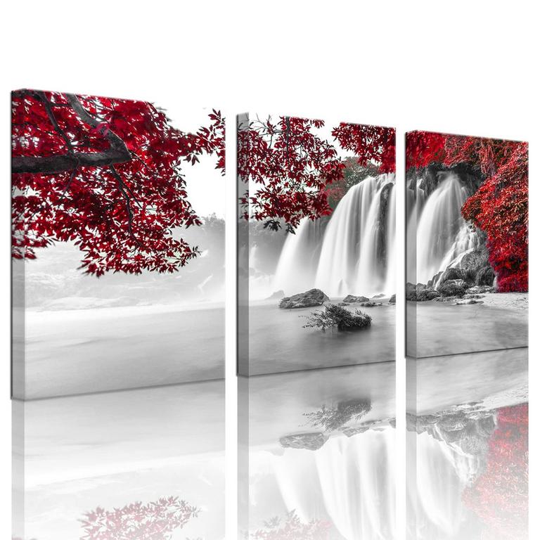 3PC BLACK RED WALL ART