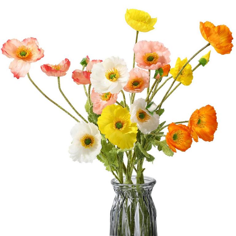 6 PCS SILK POPPY FLOWERS