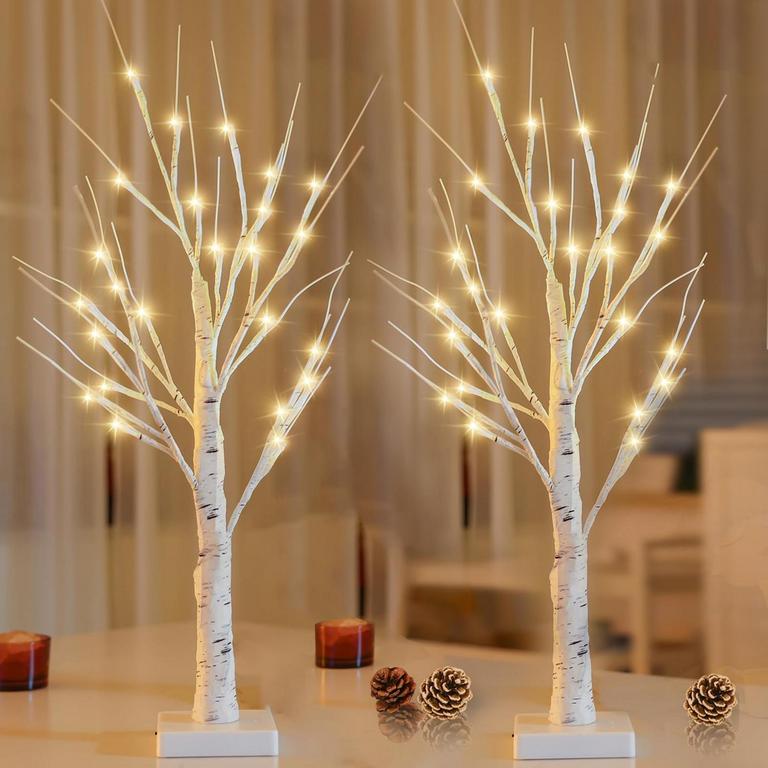 TWO 2' LED BIRCH TREES