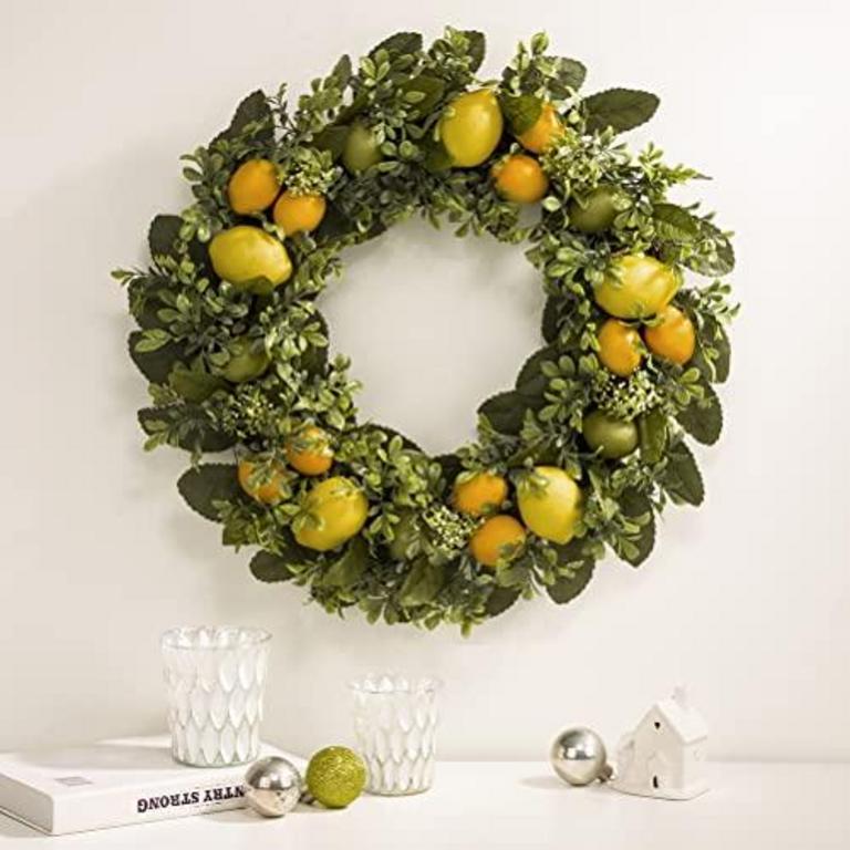 GLITZHOME 22'' LEMON WREATH