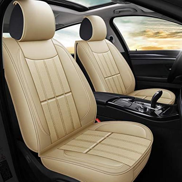 BEIGE LEATHER CAR SEAT COVERS