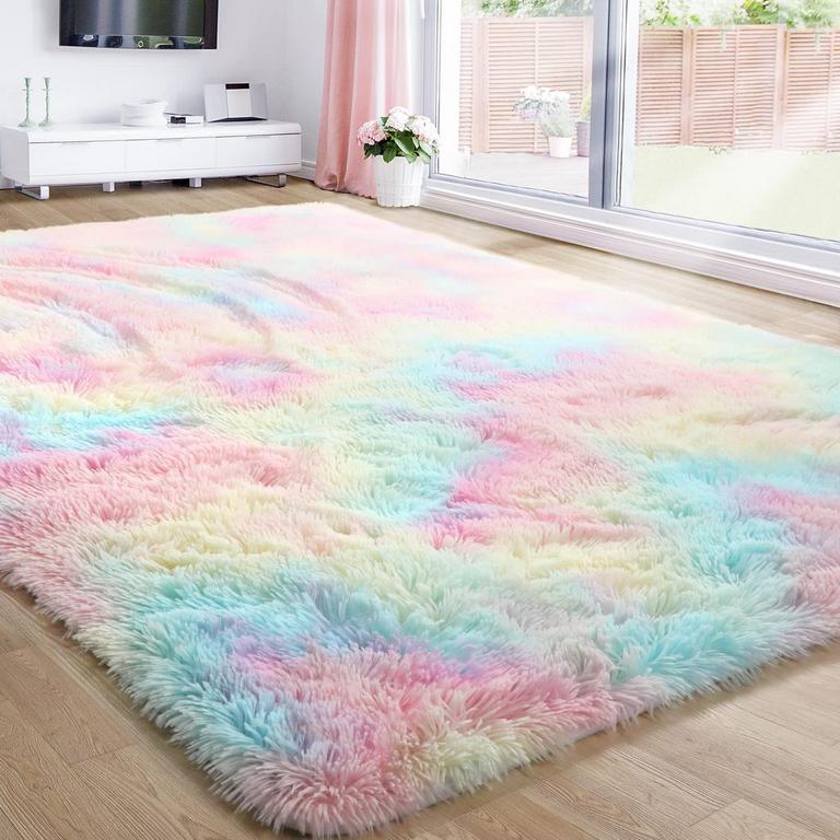 6'X9' RAINBOW FLUFFY RUG