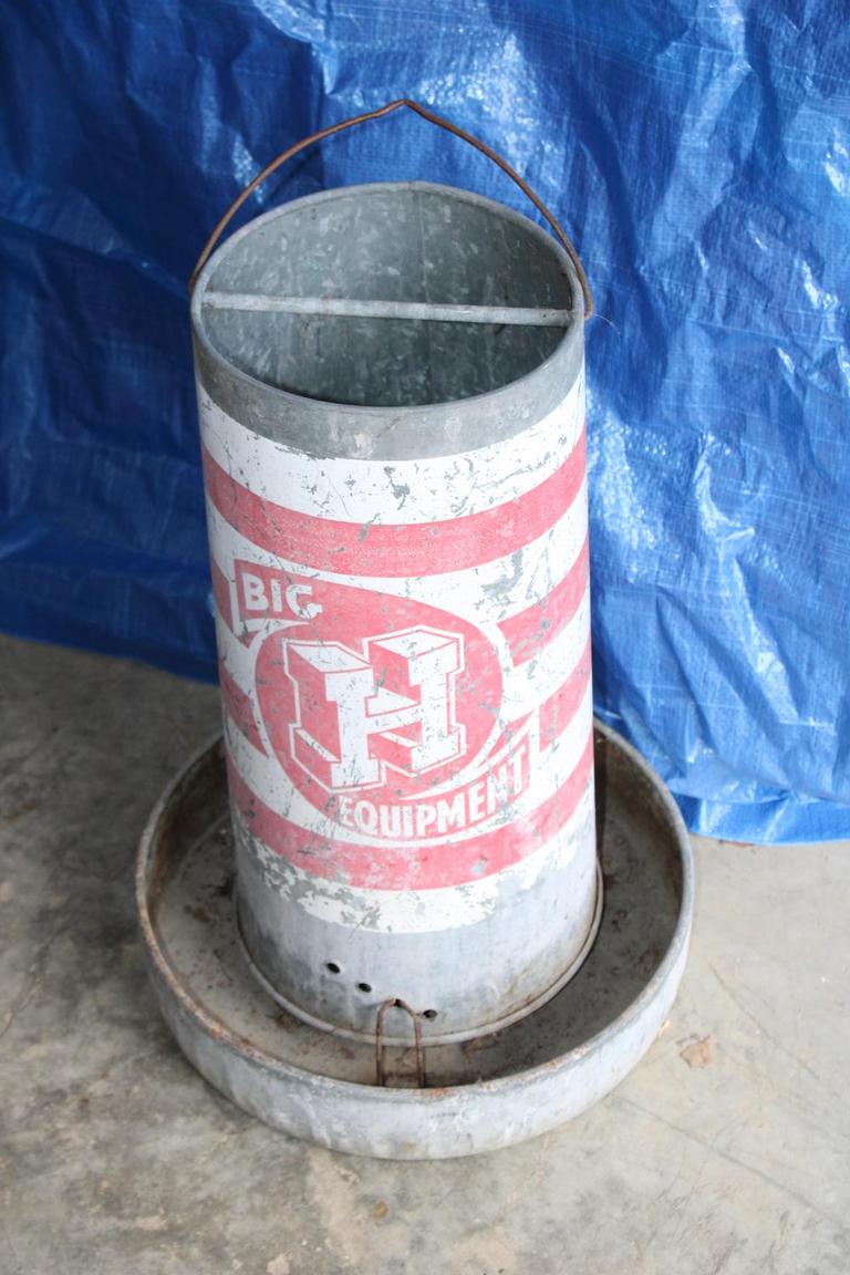 Auction Ohio Vintage Metal Chicken Feeder