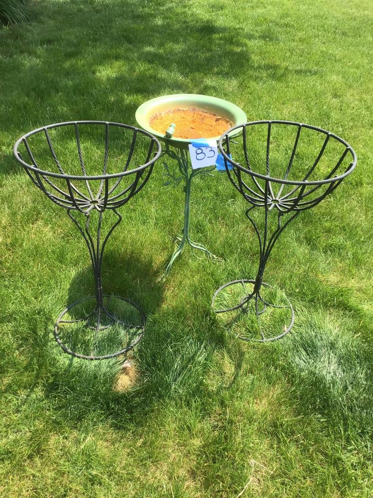 Auction Ohio Bird Bath, Plant Stands