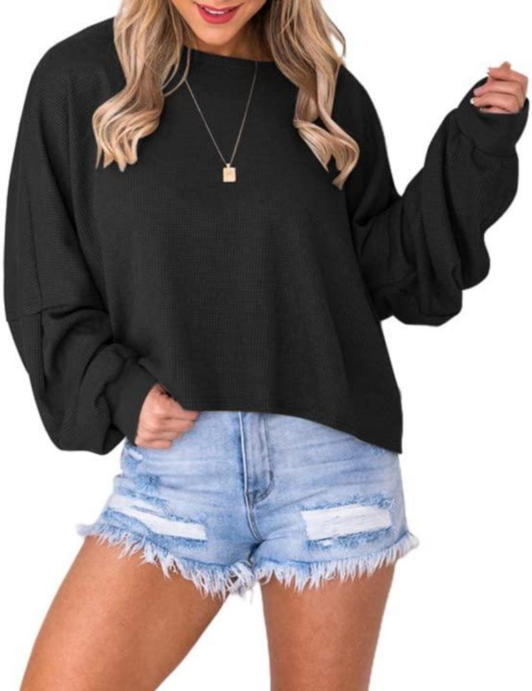 MYHALF WAFFLE KNIT TOP