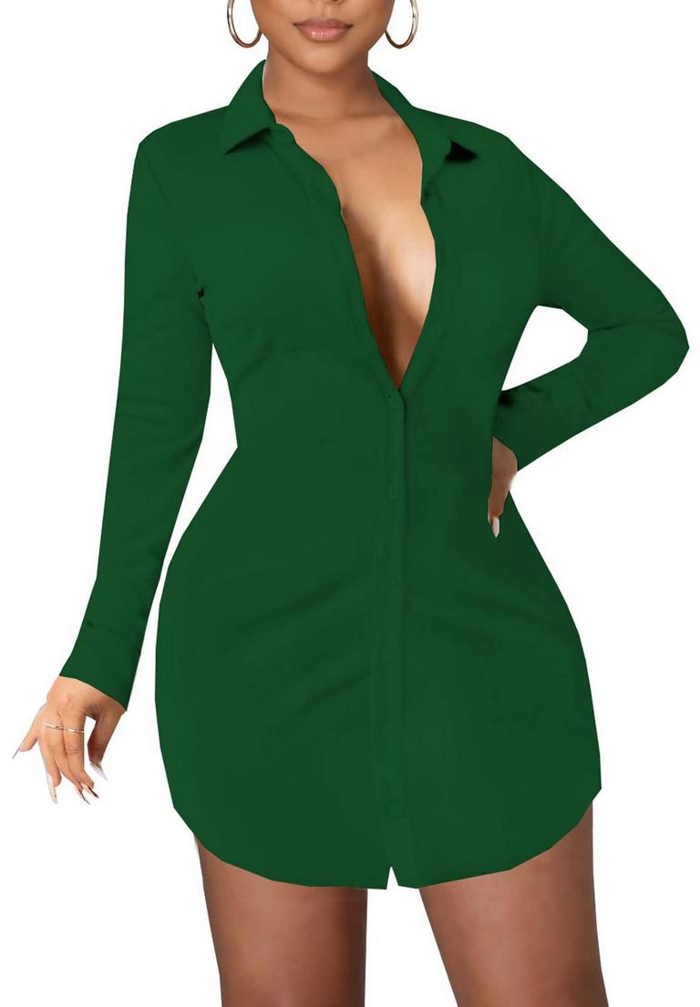 SOLID LONG SLEEVE DRESS