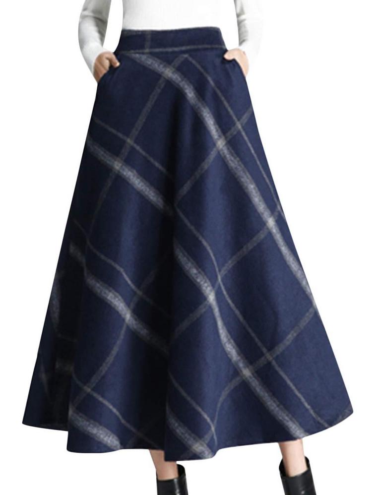 TANMING WOOL SKIRT S NAVY