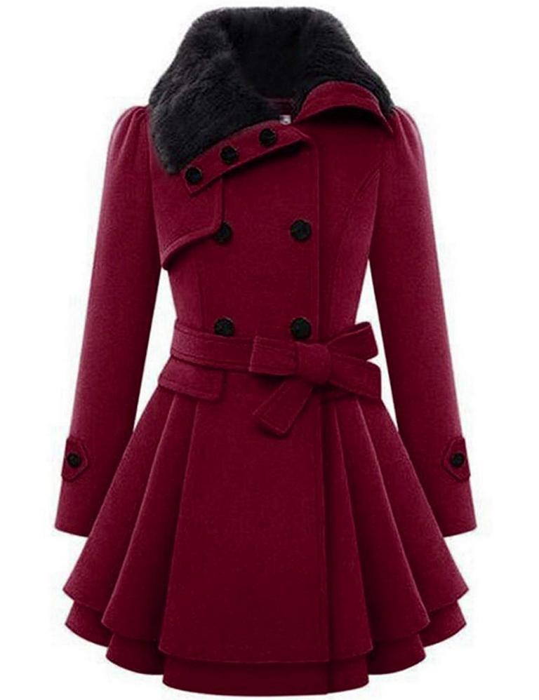 ZEAGOO PEA COAT L WINE RED