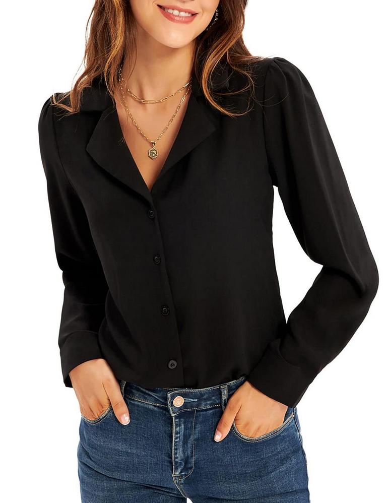 GRACE KARIN XXL BLACK BLOUSE