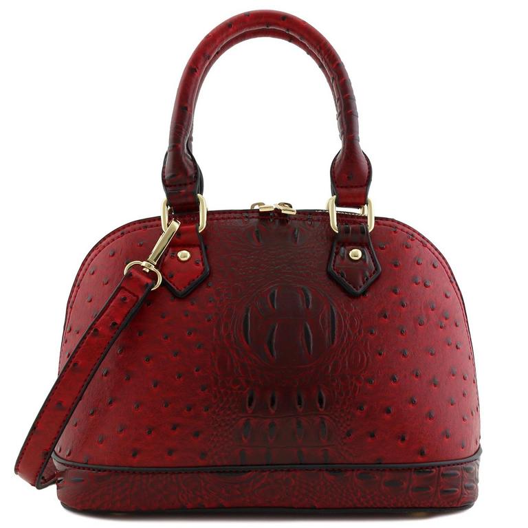 OSTRICH RED DOME SATCHEL