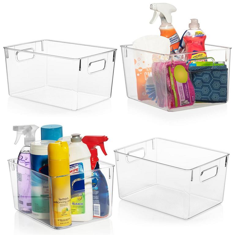 4 CLEARSPACE PLASTIC STORAGE BINS