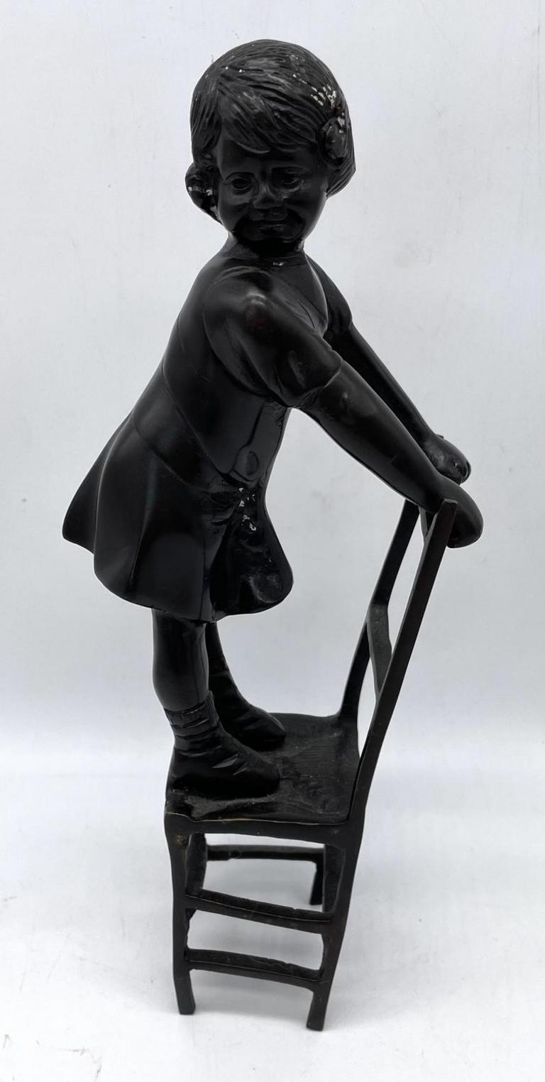 Auction Ohio Little Girl Bronze Sculpture