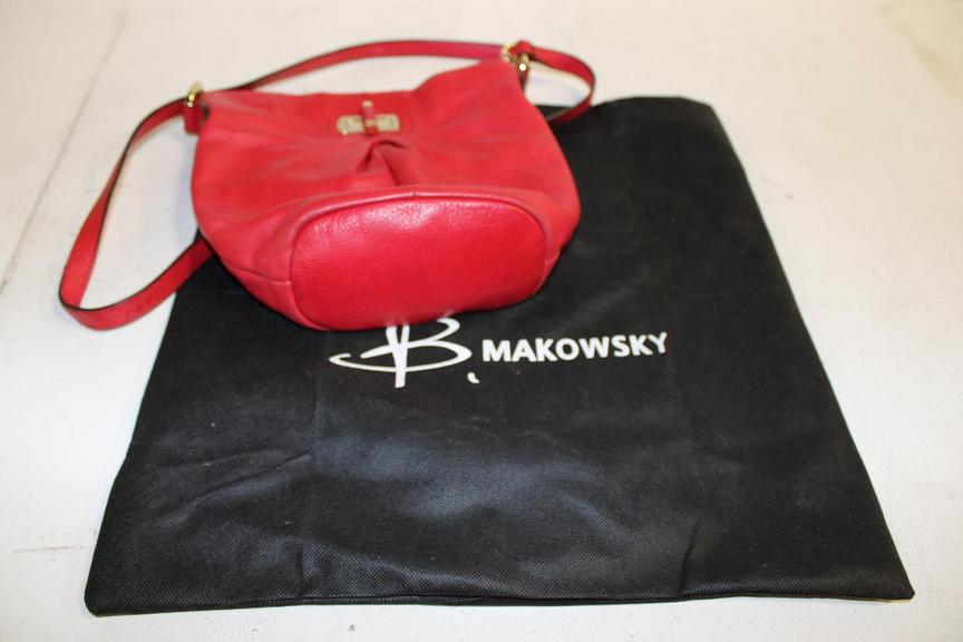 B makowsky red 2025 leather handbag