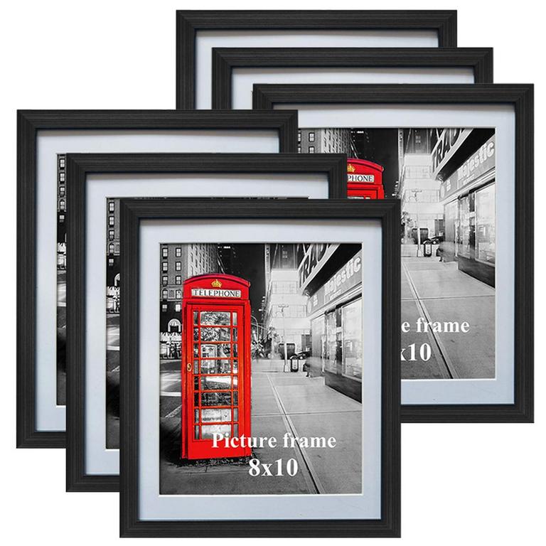 6 BLACK 8X10 PICTURE FRAMES
