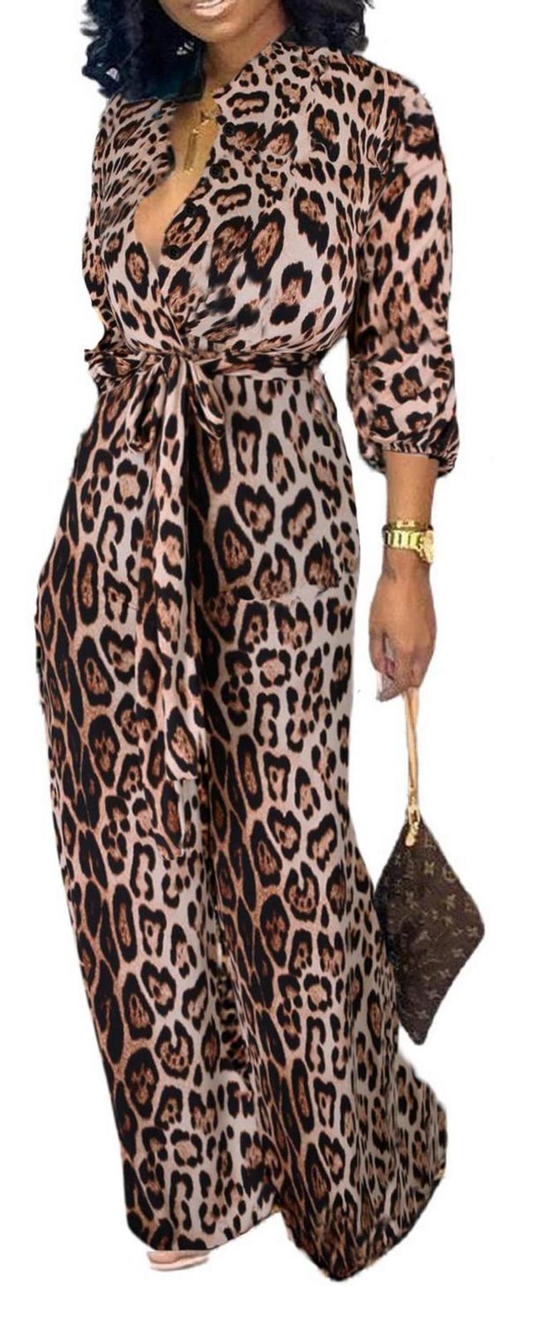 LEOPARD VNECK JUMPSUIT WOMEN'S XL